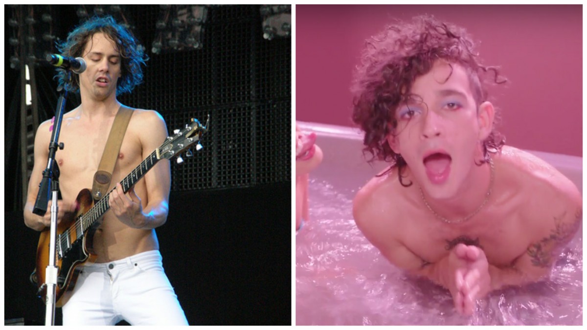 Johnny Borrell and Matt Healy get their tits out