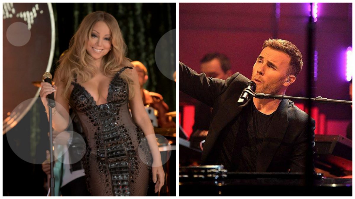 L-R: Jim Carrey and Ken Barlow (images from Mariah Carey and Gary Barlow's Facebook pages)
