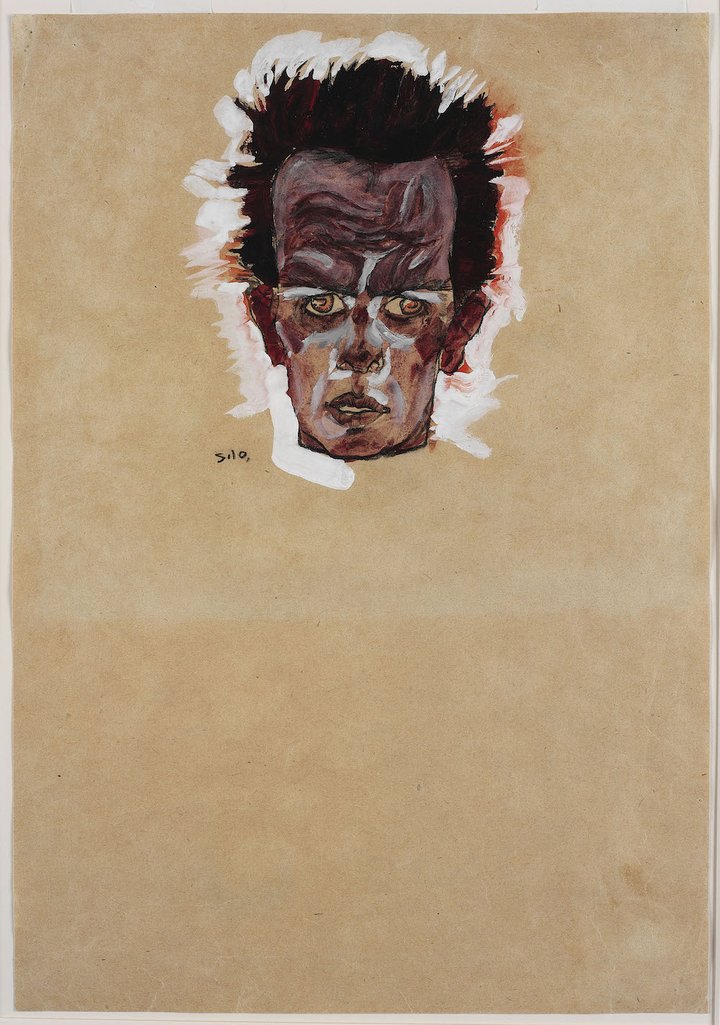 Egon Schiele - Self-portrait - Head (1909)