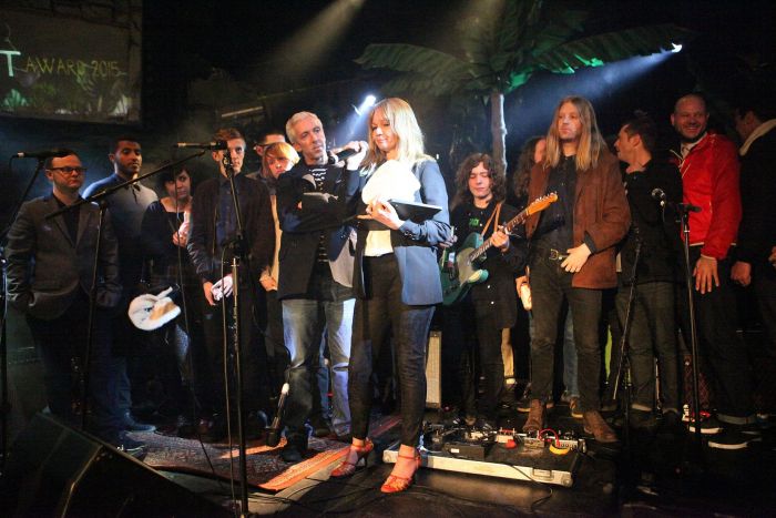 Ann Heston and the Deltasonic team accept the Inspiration Award at the GIT Awards