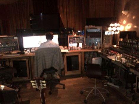 Hillsborough charity single Guy Chambers' studio.jpg