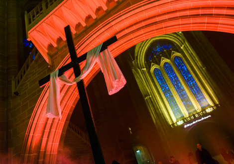 light night cross and window